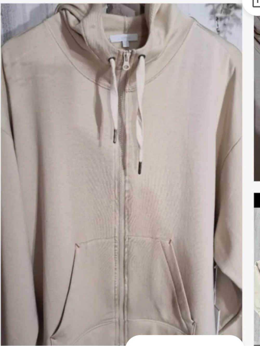 Johnny Was Beige Zip-Up Hoodie